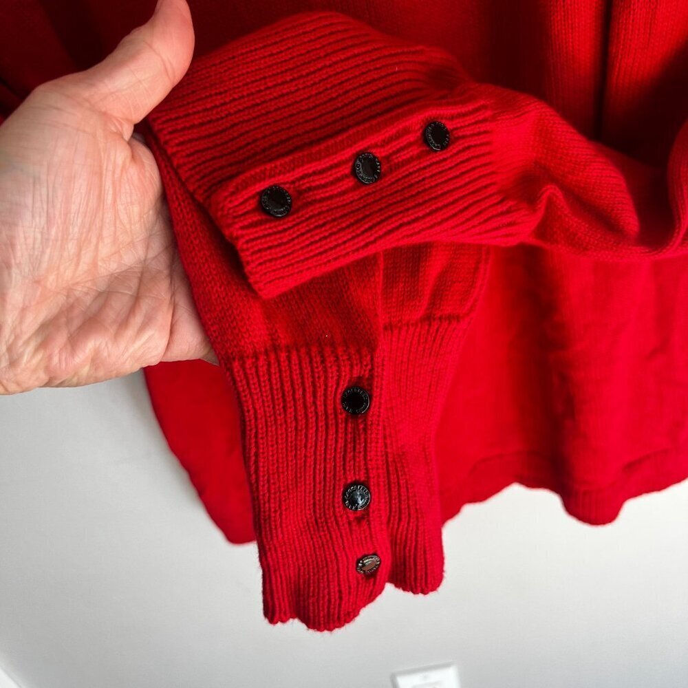 Karl Lagerfield Womens Eiffel Tower Bow Coquette Sweater LARGE Red Long Sleeve - Picture 9 of 11